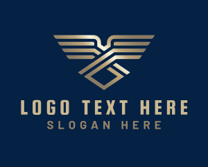 Expensive - Golden Gradient Wings logo design
