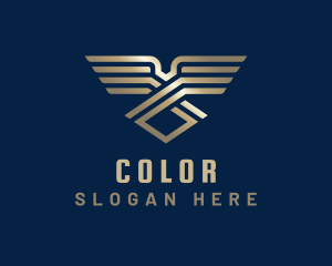 Agency - Golden Gradient Wings logo design