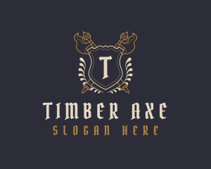 Shield Axe Medieval logo design