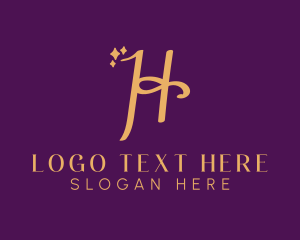 Shop - Gold Sparkle Letter H logo design