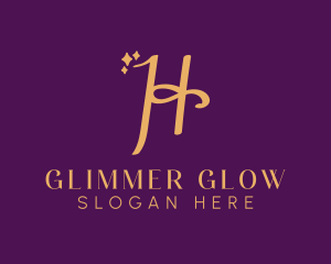 Shimmer - Gold Sparkle Letter H logo design