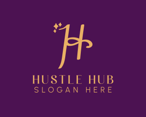 Gold Sparkle Letter H logo design