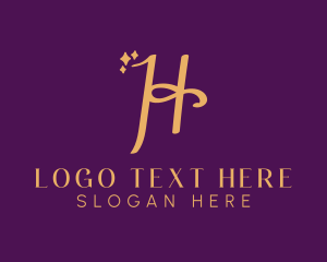 Vlogging - Gold Sparkle Letter H logo design