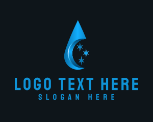 Clean - Water Droplet Moon logo design