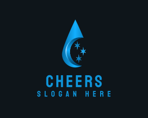 Wash - Water Droplet Moon logo design