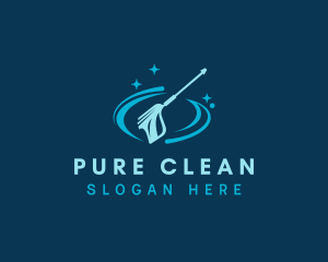 Blue Pressure Washer Cleaning  logo design