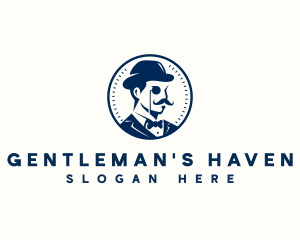 Gentleman Monocle Mustache logo design