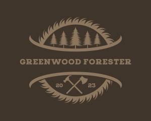 Lumberjack Sawmill Forest logo design