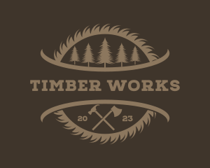 Sawmill - Lumberjack Sawmill Forest logo design