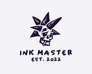 Tattooist - Smoking Punk Skull logo design