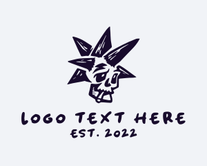 Record - Smoking Punk Skull logo design