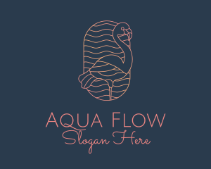 Flow - Minimalist Flamingo Monoline logo design