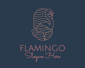 Minimalist Flamingo Monoline logo design