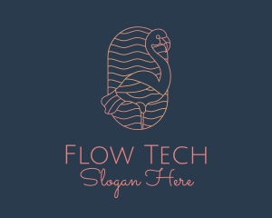 Flow - Minimalist Flamingo Monoline logo design
