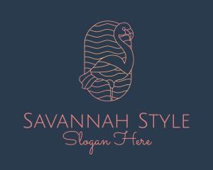 Savannah - Minimalist Flamingo Monoline logo design