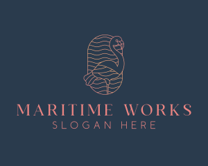 Minimalist Flamingo Monoline logo design