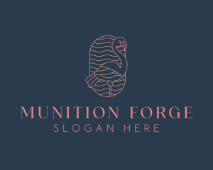 Minimalist Flamingo Monoline logo design