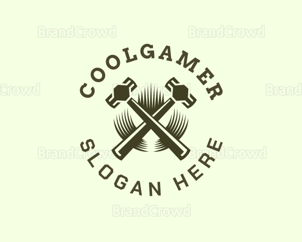 Hipster Blacksmith Hammer Logo