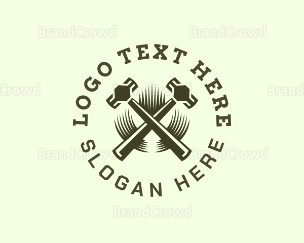 Hipster Blacksmith Hammer Logo