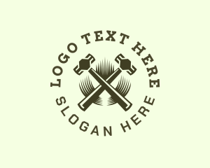 Tradesman - Hipster Blacksmith Hammer logo design