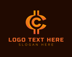 Token - Golden Crypto Letter C logo design