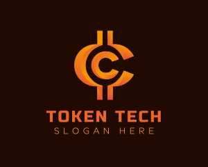 Token - Golden Crypto Letter C logo design