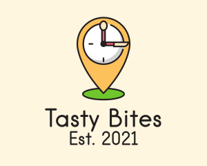 Meal - Location Utensils Clock logo design