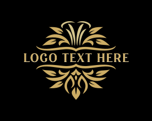 Emblem - Luxurious Ornamental Leaf logo design
