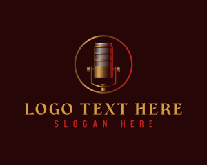 Radio - Luxury Microphone Podcast logo design