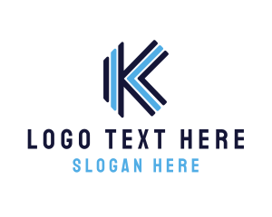 Alphabet - Blue Stripe K logo design