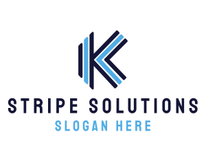 Stripe - Blue Stripe K logo design