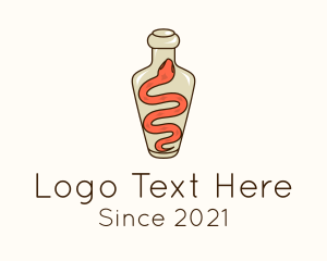 Serpent - Snake Bottle Liquor logo design