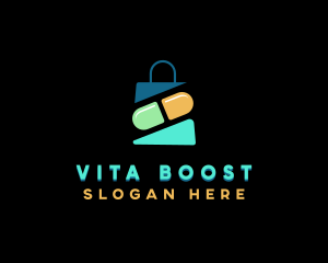 Vitamins - Pharmacy Shopping Bag logo design