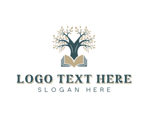 Ebook - Tree Library Reading logo design