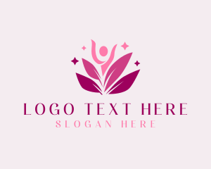Wellness - Human Lotus Leaf Spa logo design