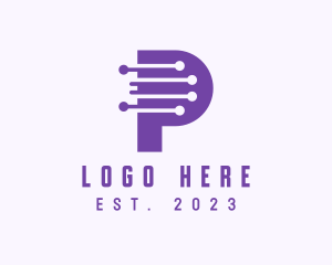 Networking - Digital Circuit Letter P logo design