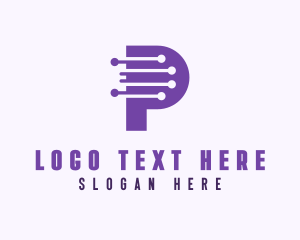 Web Design - Tech Circuit Letter P logo design