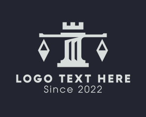 Castle - Law Justice Scale Pillar logo design