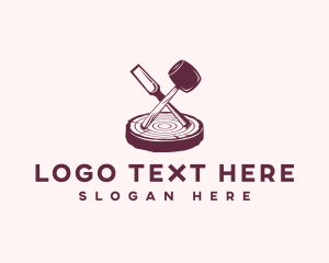 Log - Wood Chisel Carpentry logo design