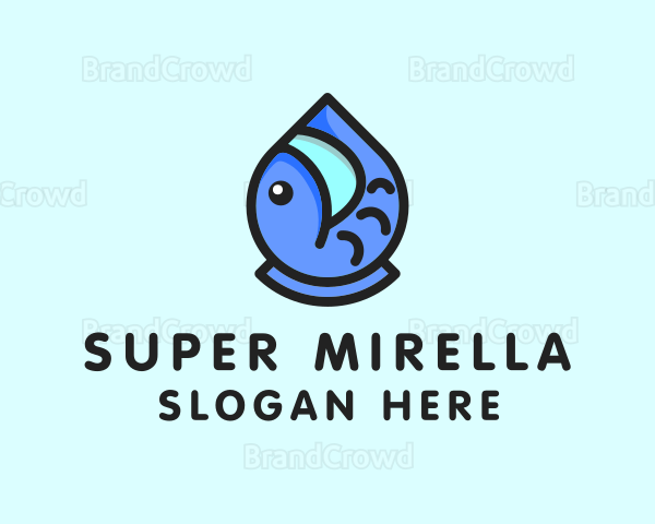 Aquarium Fish Droplet Logo