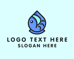 Aquarium Fish Droplet  logo design