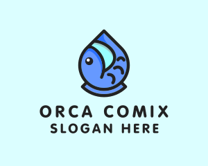 Aquarium Fish Droplet  Logo