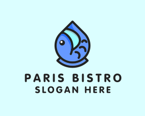 Aquarium Fish Droplet  logo design