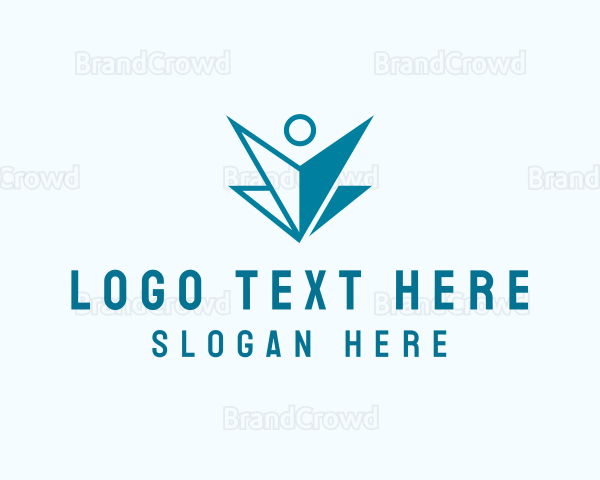 Modern Origami Person Folding Logo