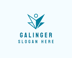 Modern Origami Person Folding Logo