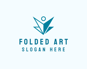 Modern Origami Person Folding logo design