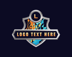 Fiery - Fire Flame Shield logo design