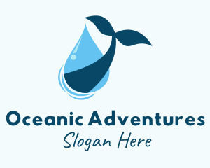 Whale Watching - Droplet Whale Tail logo design