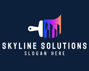 Skyline - Gradient City Skyline Paintbrush logo design