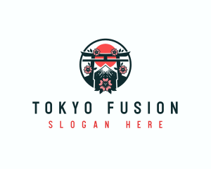 Cherry Blossom Fuji Japan logo design